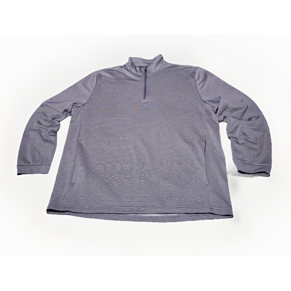 Ben Hogan Performance Mens XL Quarter Zip Pullover Navy Blue White Micro Stripe - Picture 1 of 15